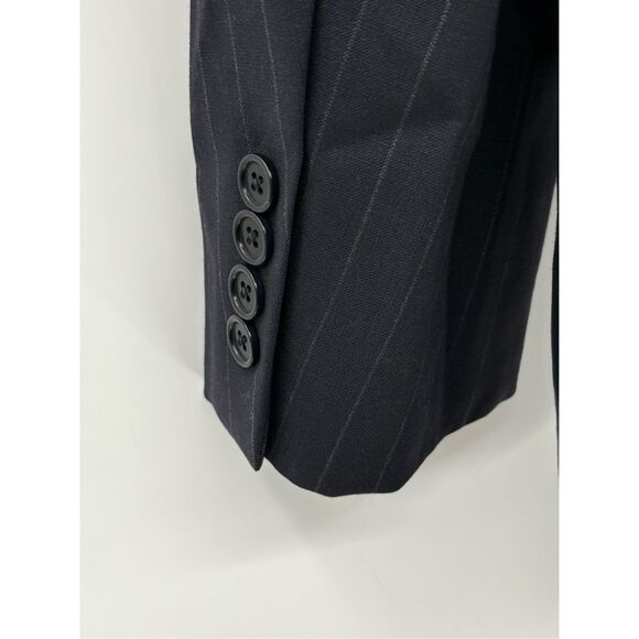 Brooks Brothers Blazer Suit Jacket Striped Navy Blue Men Size 45 R Wool Stretch - Picture 5 of 11